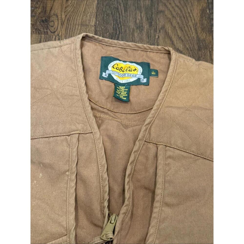 Cabela’s Upland Hunting Outdoor Gear Tan Zip Vest – Size L – Cargo Pockets